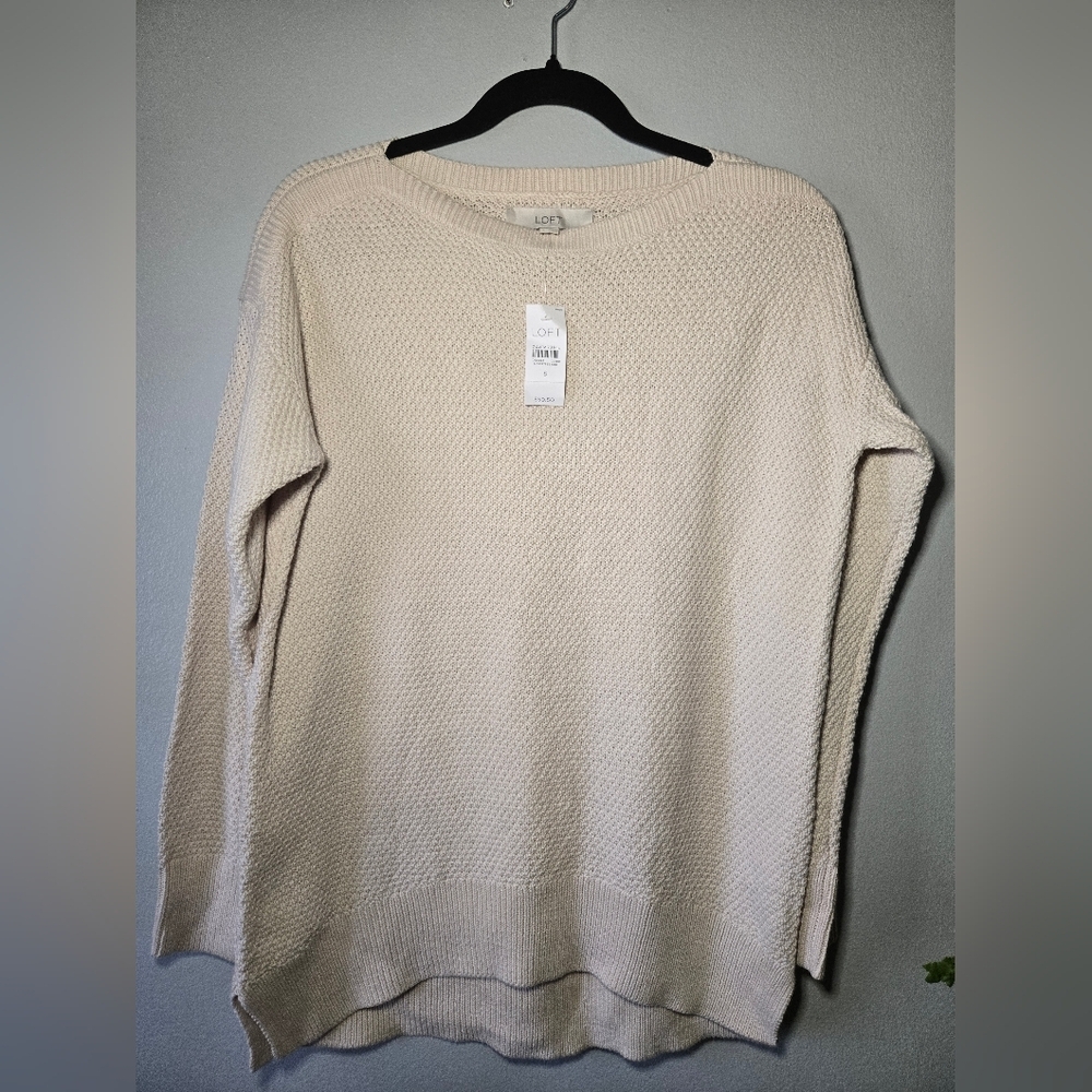 LOFT Cream Textured Knit Oversized Sweater – NWT ~ Size Small